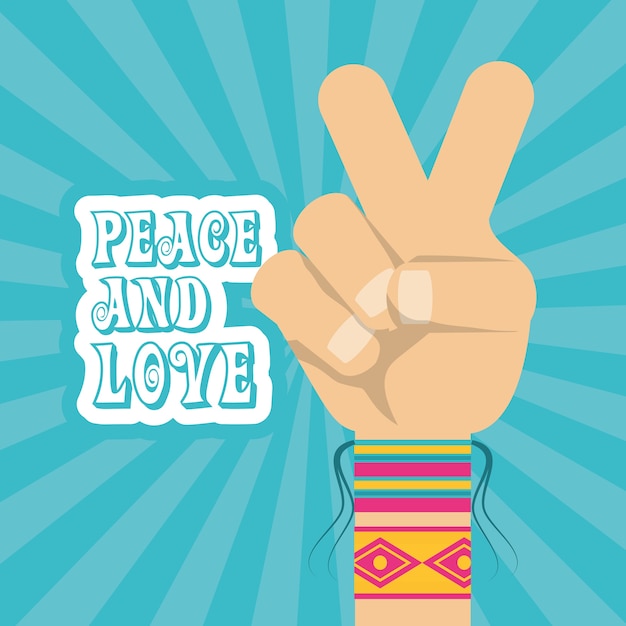 Símbolo da mão símbolo da paz e do amor conceito hippie