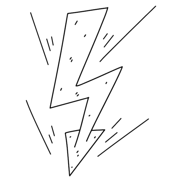 Símbolo de alta tensão Sinal de relâmpago estilo doodle desenhado à mão Página para colorir