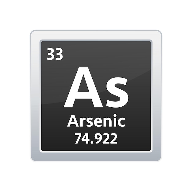 Vetor símbolo de arsênico elemento químico da tabela periódica ilustração em vetor stock