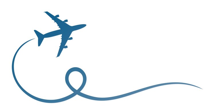 Vetor símbolo de avião azul voador