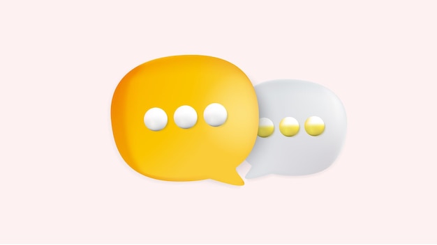 Símbolo de bolhas de fala 3D em mídias sociais ícone isolado em fundo pastel Comentários menção de thread