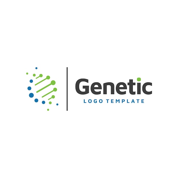 Vetor símbolo de cadeias de hélice genética de dna moderno simples com pontos espirais para design de logotipo de ciência biológica