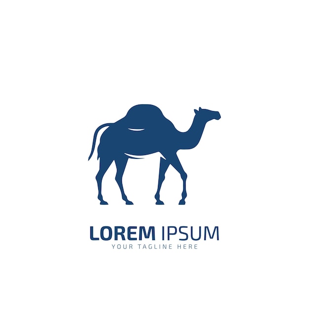 Vetor símbolo de camelo camelo azul isolado em modelo de design de vetor de fundo branco para emblema de logotipo e impressão