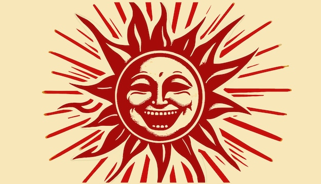 Símbolo de clima quente Ícone decorativo do sol vintage Fundo de isolamento Ilustração em vetor