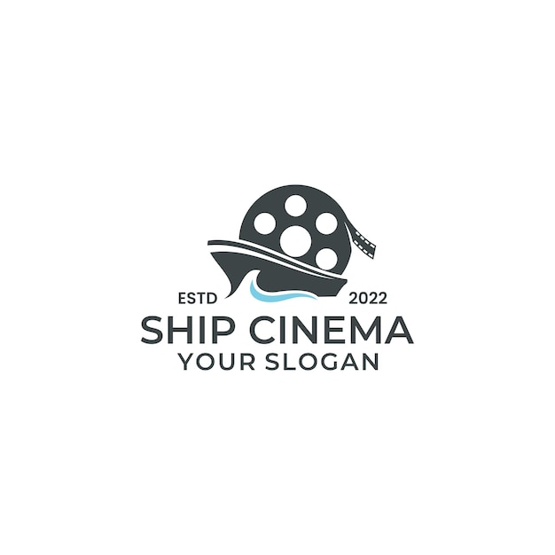 Vetor símbolo de design de logotipo de filme de navio