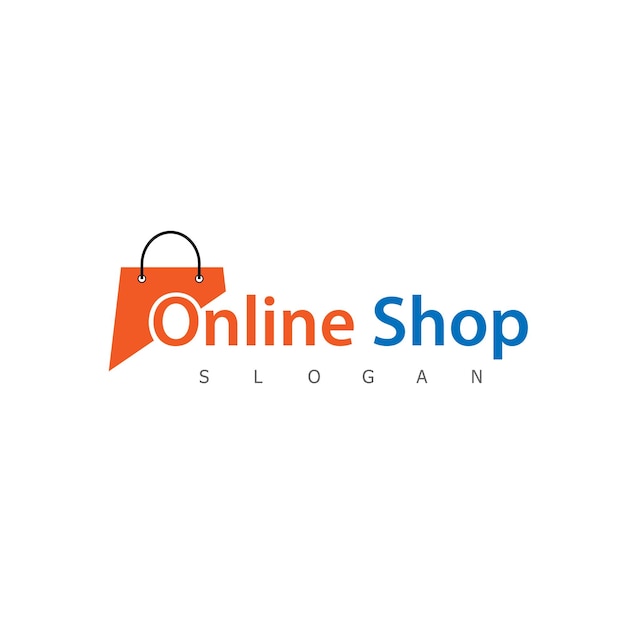 Vetor símbolo de design de logotipo de loja online de compras