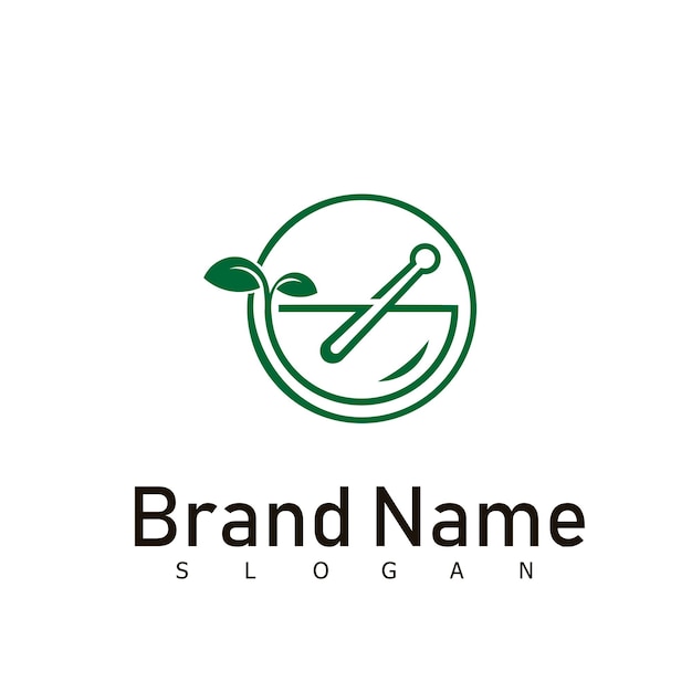 Símbolo de design de logotipo médico de ervas à base de plantas