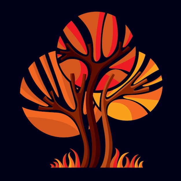 Vetor símbolo de design natural estilizado artístico, ilustração de árvore criativa. pode ser usado como conceito de ecologia e conservação ambiental.