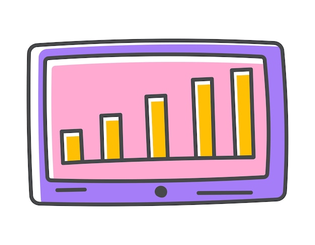 Símbolo de doodle isolado vetorial da tela do tablet com gráfico ou gráfico