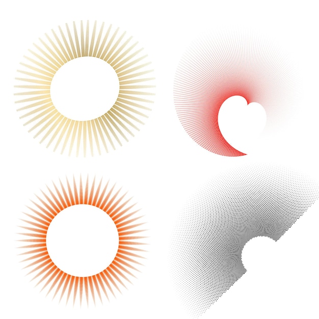 Vetor símbolo de elementos de design definido padrão de círculo de ponto de quadro de meio-tom editável em fundo branco ilustração vetorial eps 10 quadro com pontos aleatórios pretos ícone de borda redonda usando texto de pontos de círculo de meio-tom