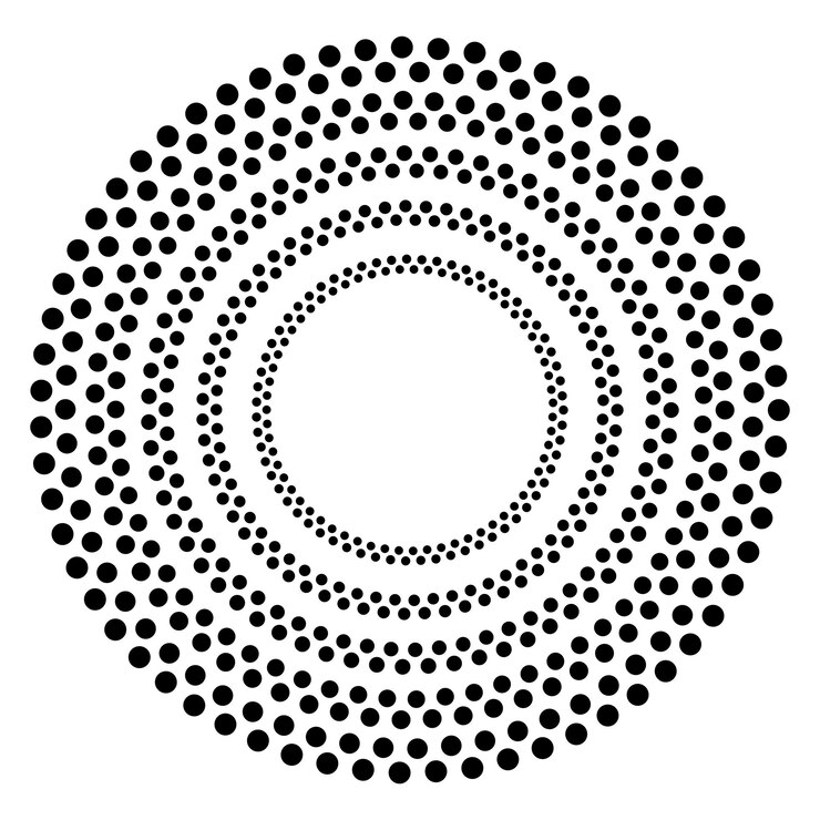 Vetor símbolo de elementos de design padrão de círculo de ponto de quadro de meio-tom de cor editável em fundo branco ilustração vetorial eps 10 quadro com pontos aleatórios pretos borda redonda ícone usando pontos de círculo de meio-tom textu