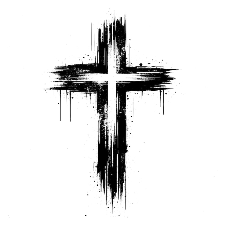 Vetor símbolo de ícone de cruz cristã grunge ilustração vetorial plana