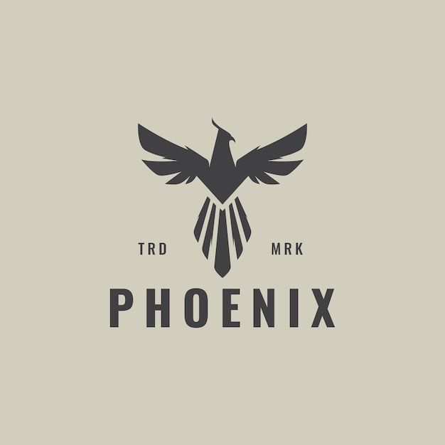 Símbolo de ícone de design de ilustração gráfica de vetor vintage de logotipo de pássaro phoenix