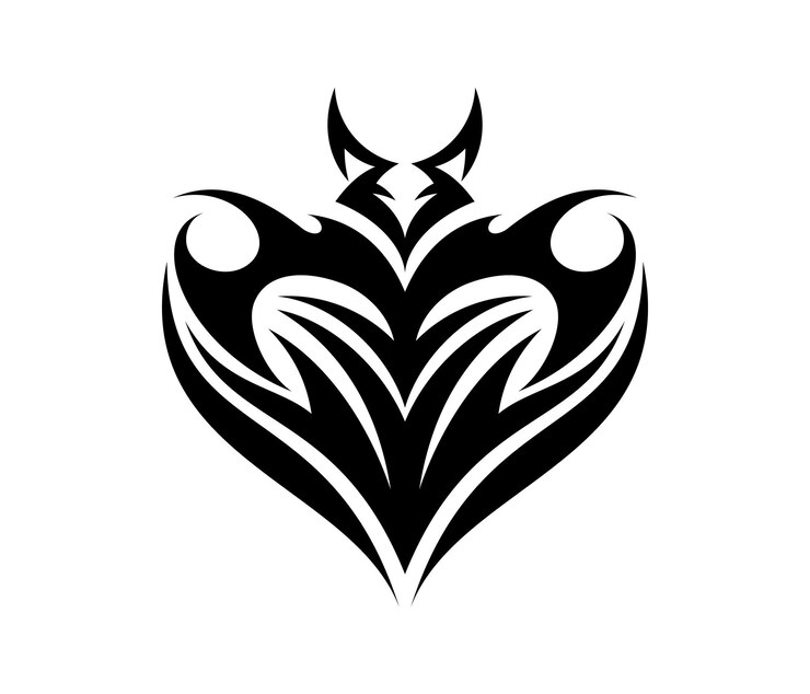 Vetor símbolo de ícone tribal de amor abstrato para design gráfico com cor preta