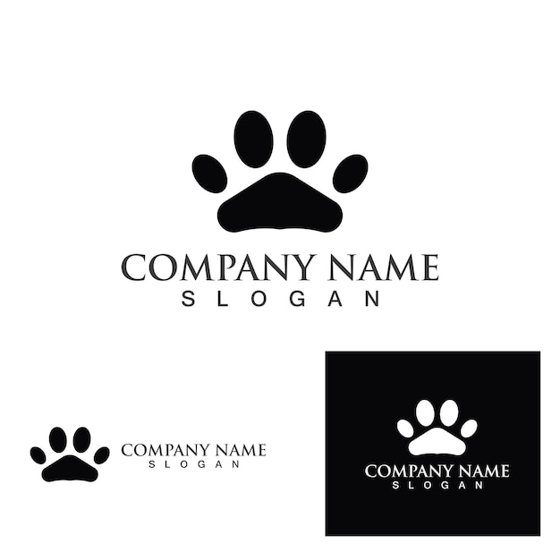 Símbolo de impressão de pé de cachorro e vetor de logotipo