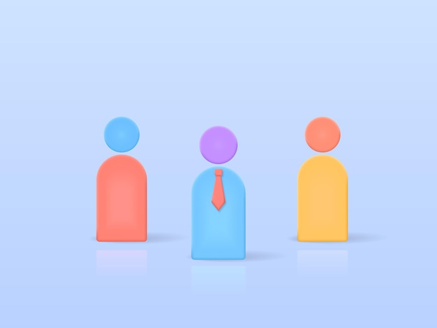 Símbolo de liderança de pessoas 3D do trabalho em equipe, solução de problemas de conexão de liderança de negócios com o conceito de pessoas