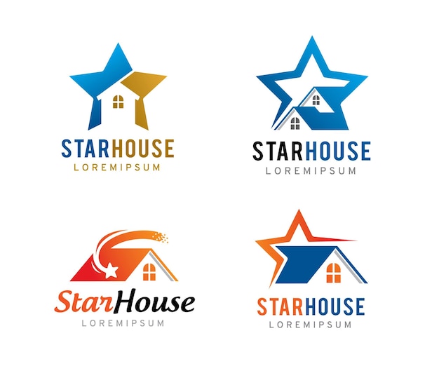 Símbolo de logotipo de casa e estrela ou modelo de ícone