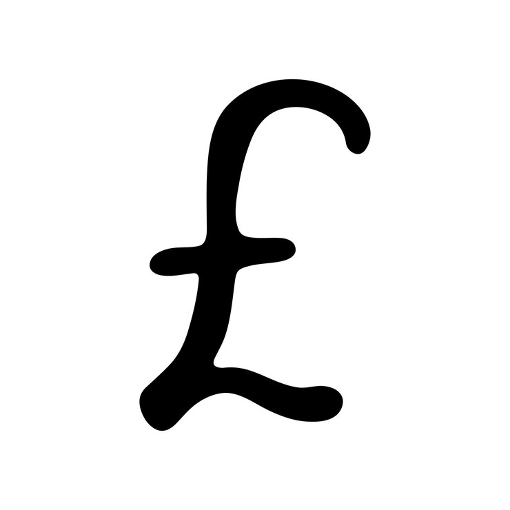 Vetor símbolo de moeda da libra britânica desenhado à mão