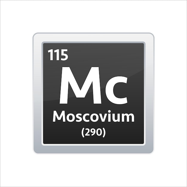 Vetor símbolo de moscovium elemento químico da tabela periódica ilustração em vetor stock