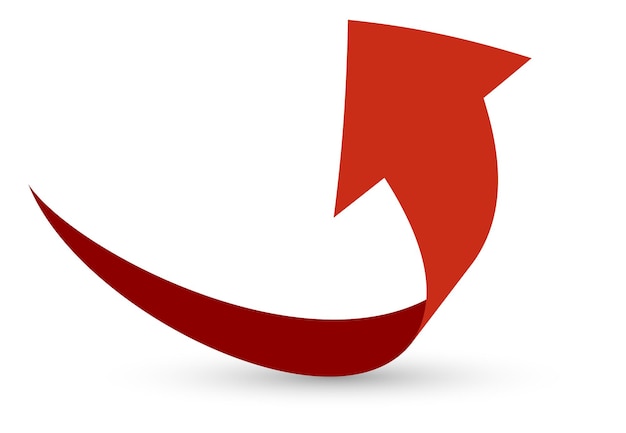 Símbolo de movimento ascendente de perspectiva de seta vermelha 3d