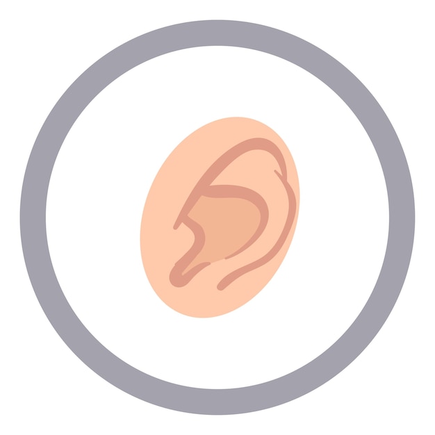 Vetor símbolo de orelha ícone redondo de audição sinal de escuta