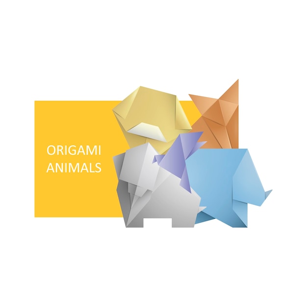 Vetor símbolo de origami simples de animals.template para cartaz de design, livro, convite