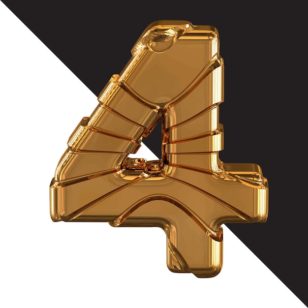 Vetor símbolo de ouro com cintos de ouro número 4