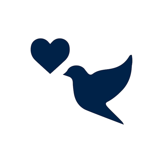 Vetor símbolo de pomba e coração ícone de valentine vetor plano ilustração isolada simples