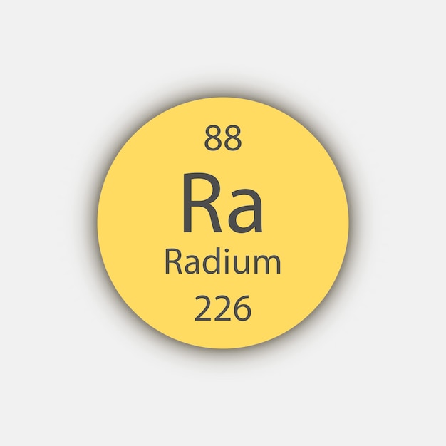 Símbolo de rádio elemento químico da tabela periódica ilustração vetorial