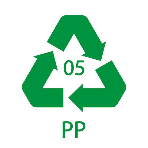 Símbolo de reciclagem de plástico pp 5 ícone de vetor