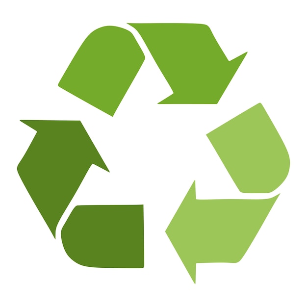 Vetor símbolo de reciclagem em fundo branco setas verdes isoladas vetor plano cartoon ilustração ambiente salvar conceito classificação de lixo