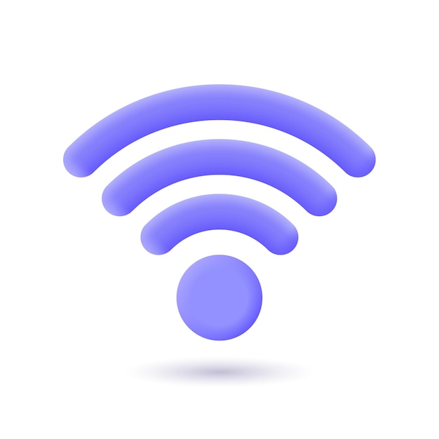 Símbolo de rede sem fio wi fi 3d isolado no fundo branco. ilustração vetorial