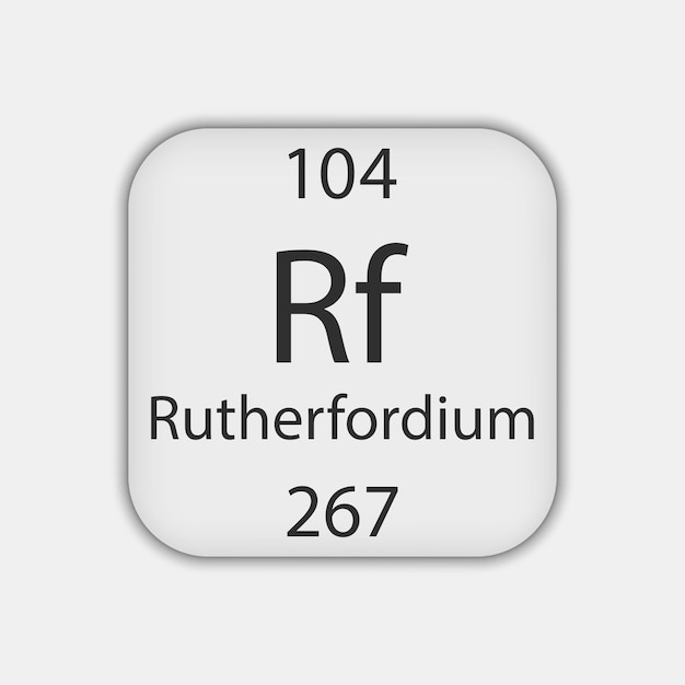 Símbolo de Rutherfordium Elemento químico da tabela periódica Ilustração vetorial