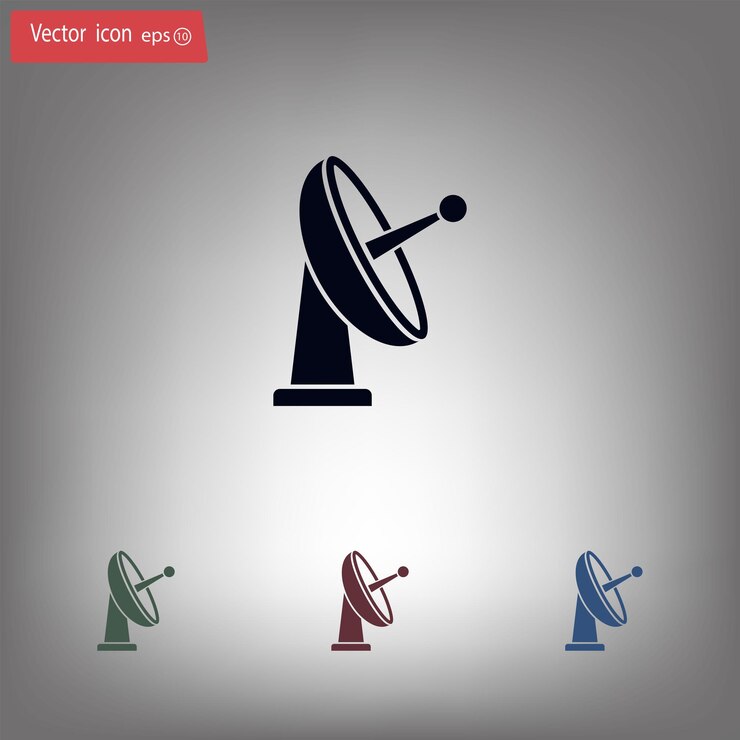 Vetor símbolo de satélite ilustração vetorial em fundo cinzento eps 10
