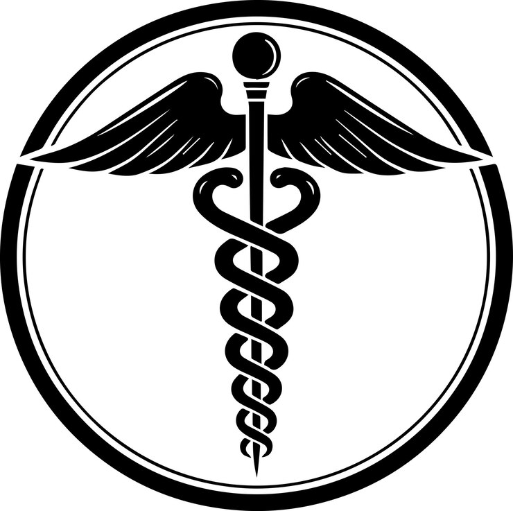 Vetor símbolo de saúde caduceus asclepius's wand ícone de silhueta de cor preta ilustração vetorial 7