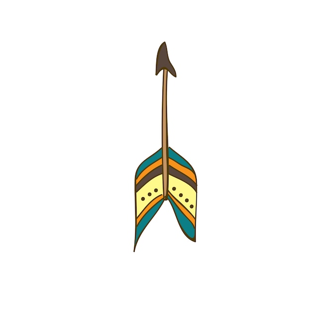 Símbolo de seta desenhado à mão isolado Sinal tribal engraçado Elemento étnico abstrato