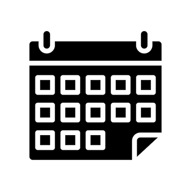 Símbolo de sinal de calendário ícone de cor de glifo vetorial