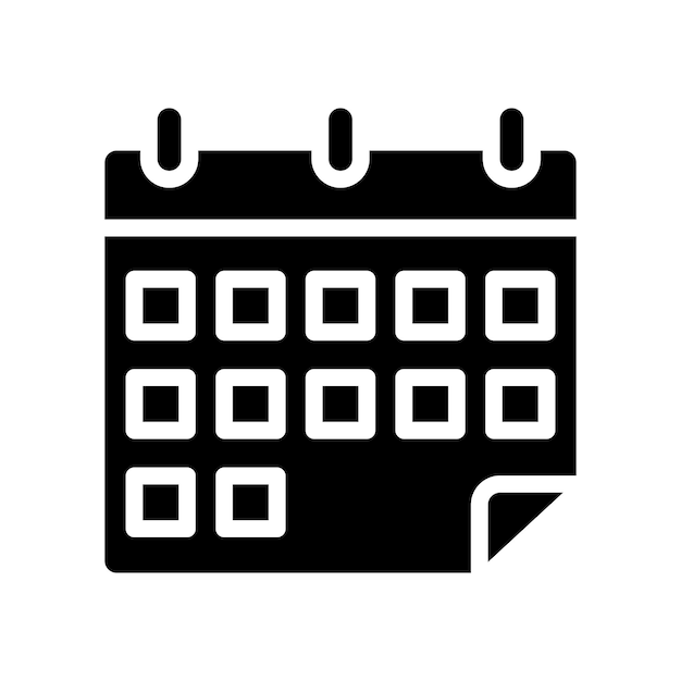 Símbolo de sinal de calendário ícone de cor de glifo vetorial