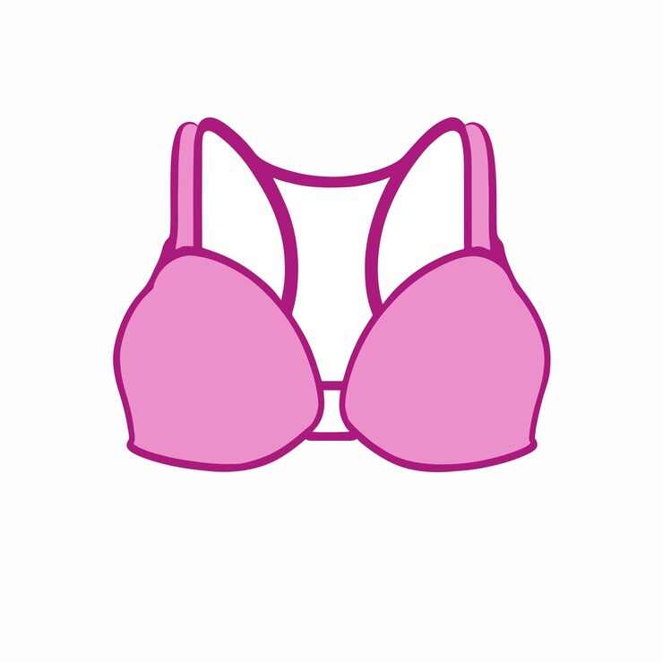 Vetor símbolo de sutiã rosa feminino isolado no vetor de ilustração de fundo branco