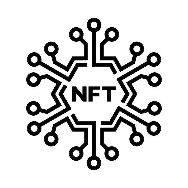 Vetor símbolo de token não fungível de ilustração nft