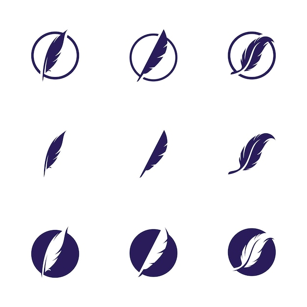 Símbolo de vetor de design de ícone de logotipo de pena