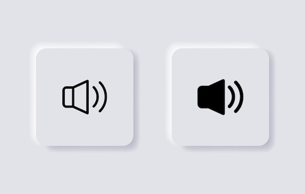 Símbolo de volume de som do ícone do alto-falante em botões de neumorfismo ou ícones de aplicativos ui ux de estilo neumórfico