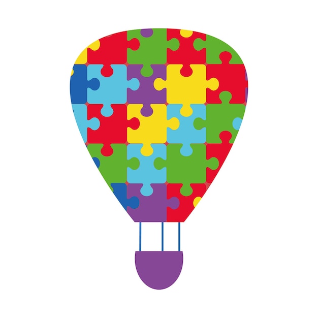 Símbolo do autismo um balão com quebra-cabeças em vez de uma cúpula detalhes do quebra-cabeça ajuda