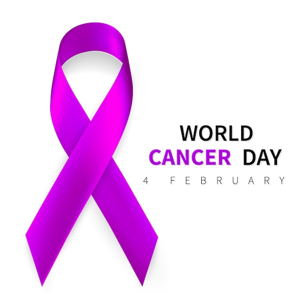 Símbolo do dia mundial do câncer, 4 de fevereiro. símbolo de fita.