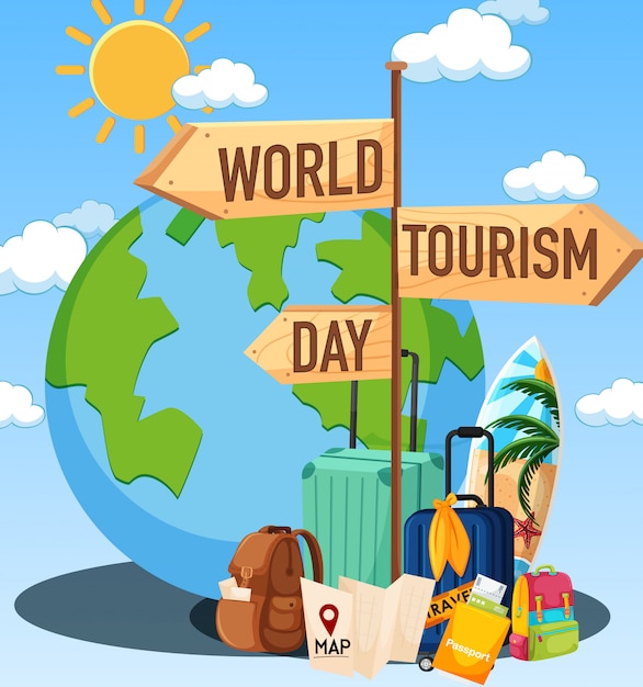 Vetor símbolo do dia mundial do turismo