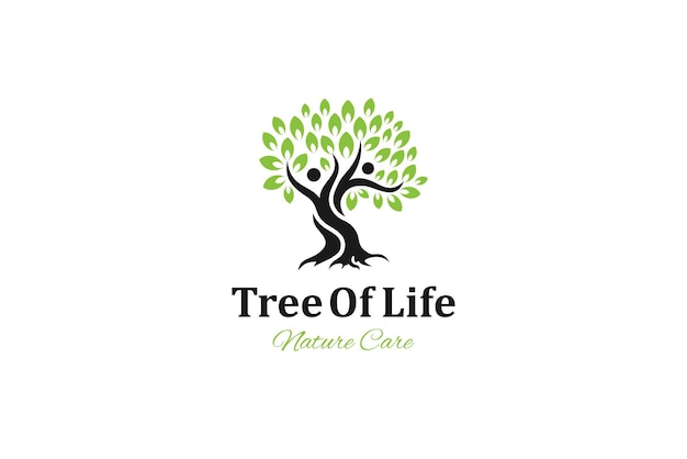 Símbolo do logotipo da árvore de pessoas humano árvore da vida conceito criativo design de logotipo