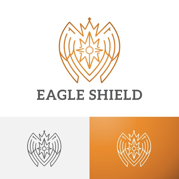 Símbolo do logotipo da linha golden eagle falcon bird shield crown