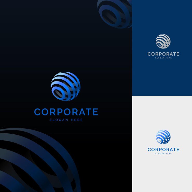 Símbolo do logotipo redondo estilo abstrato corporativo com cor azul