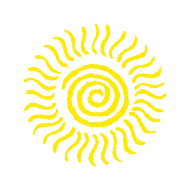 Símbolo do sol pintado à mão desenhado à mão com giz de cera