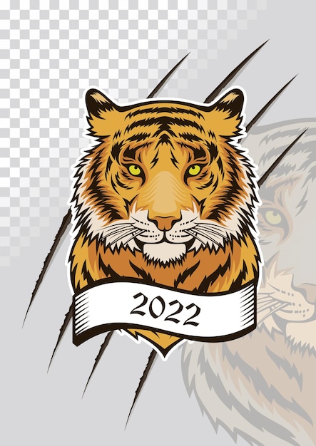 Vetor símbolo do tigre de 2022. ilustração do vetor da cabeça da besta selvagem.